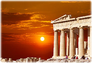Die Akropolis bei Sonnenuntergang.