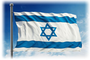 Die israelische Flagge im Wind.