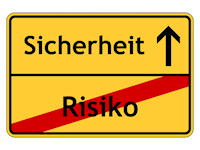 Schild zum Thema Risiko und Sicherheit